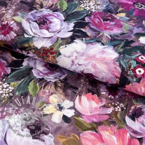 Tessuto decorativo Oil painting flowers mauve digital print