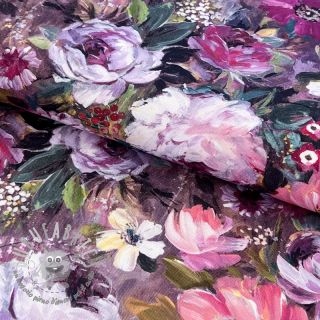 Tessuto decorativo Oil painting flowers mauve digital print