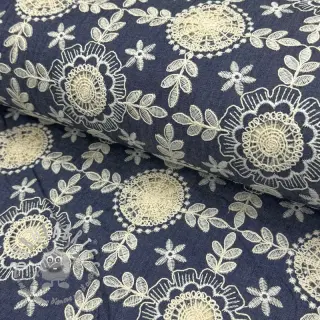 Tessuto di cotone JEANS EMBROIDERY Niva design B