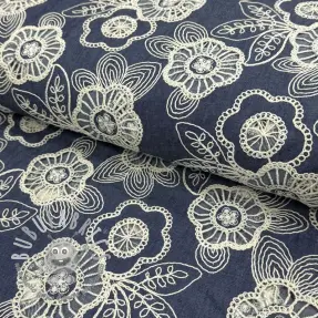 Tessuto di cotone JEANS EMBROIDERY Niva design A