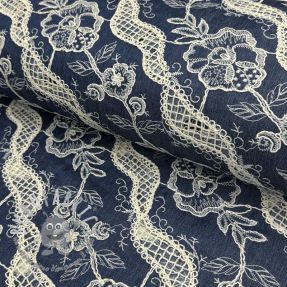 Tessuto di cotone JEANS EMBROIDERY Flora design A