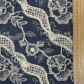 Tessuto di cotone JEANS EMBROIDERY Flora design A