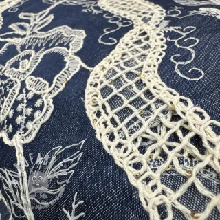 Tessuto di cotone JEANS EMBROIDERY Flora design A