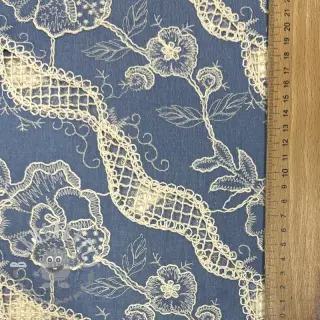 Tessuto di cotone JEANS EMBROIDERY Flora design B
