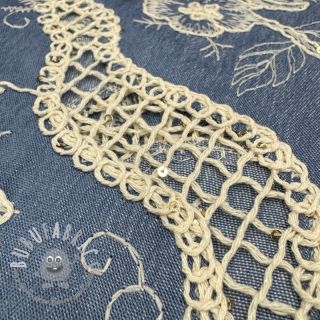 Tessuto di cotone JEANS EMBROIDERY Flora design B