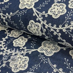 Tessuto di cotone JEANS EMBROIDERY Flora design C