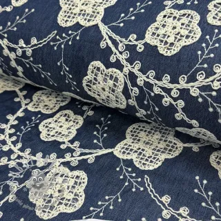 Tessuto di cotone JEANS EMBROIDERY Flora design C