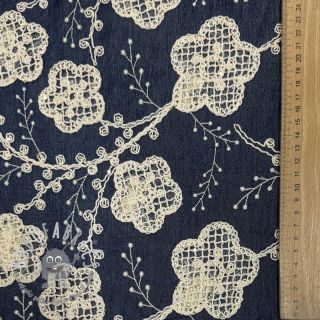 Tessuto di cotone JEANS EMBROIDERY Flora design C