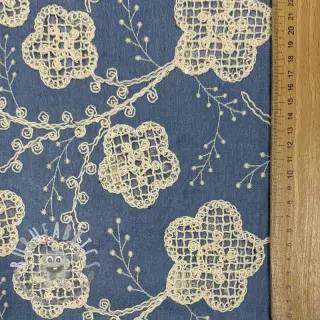 Tessuto di cotone JEANS EMBROIDERY Flora design D