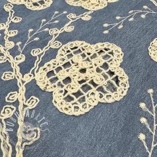 Tessuto di cotone JEANS EMBROIDERY Flora design D