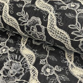 Tessuto di cotone JEANS EMBROIDERY Flora design E