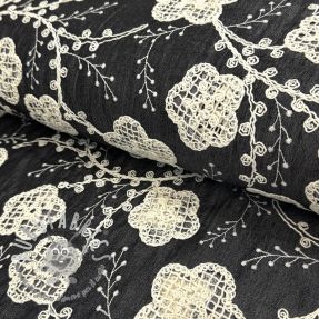 Tessuto di cotone JEANS EMBROIDERY Flora design F