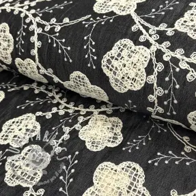 Tessuto di cotone JEANS EMBROIDERY Flora design F