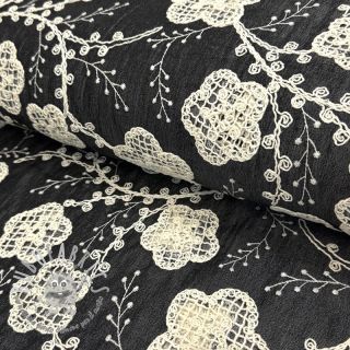 Tessuto di cotone JEANS EMBROIDERY Flora design F