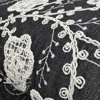 Tessuto di cotone JEANS EMBROIDERY Flora design F
