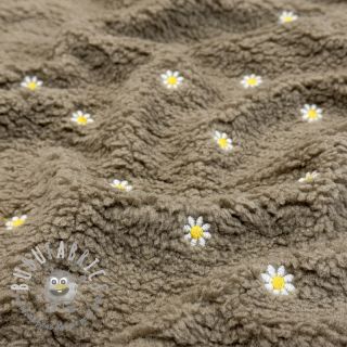 Tessuto per cappotti TEDDY EMBROIDERY Mini taupe