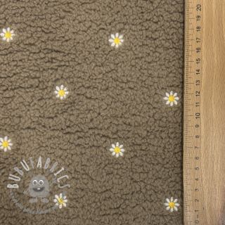Tessuto per cappotti TEDDY EMBROIDERY Mini taupe