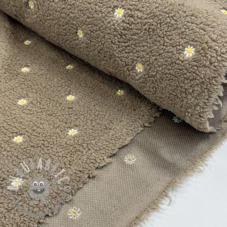 Tessuto per cappotti TEDDY EMBROIDERY Mini taupe