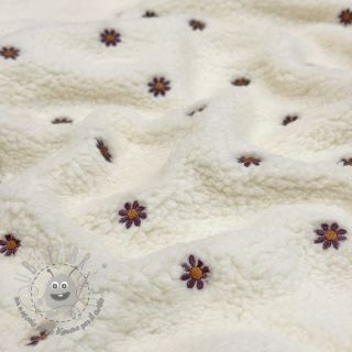 Tessuto per cappotti TEDDY EMBROIDERY Mini ecru